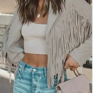 Tan Suede Fringe Jacket